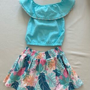 Tommy Bahama Toddler Girl 3T Tropical Print Kids Skirt and Blue Top Set